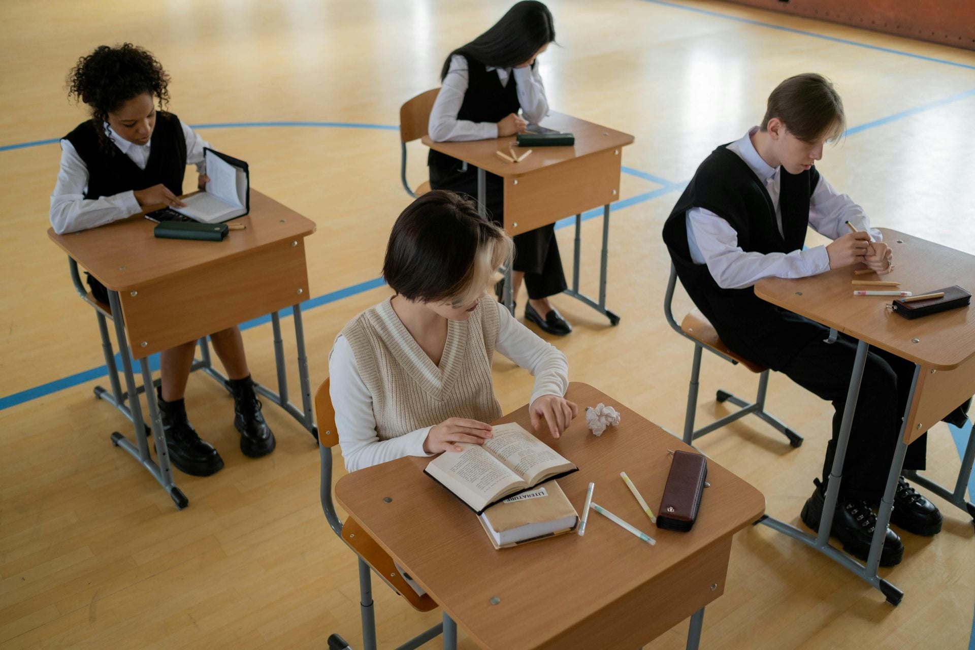 GCSE students revising for exams