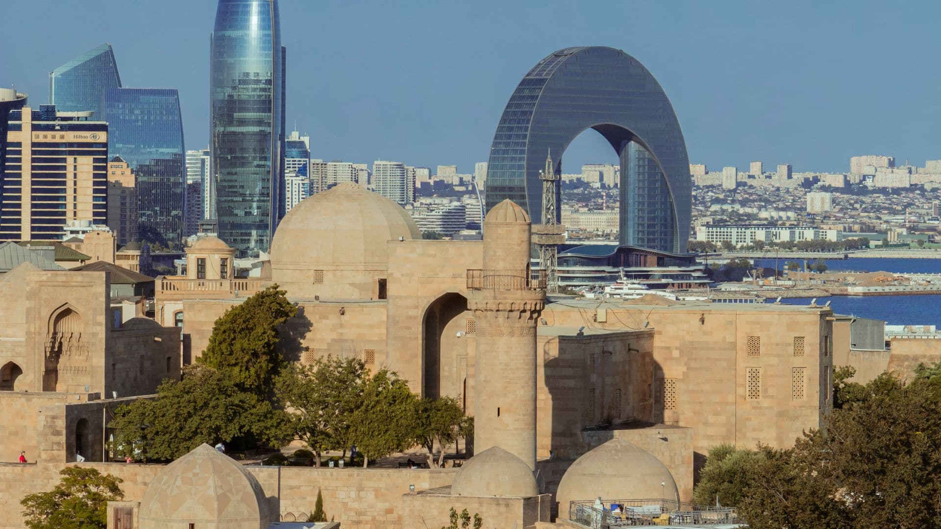 Ancient and modern city contrast