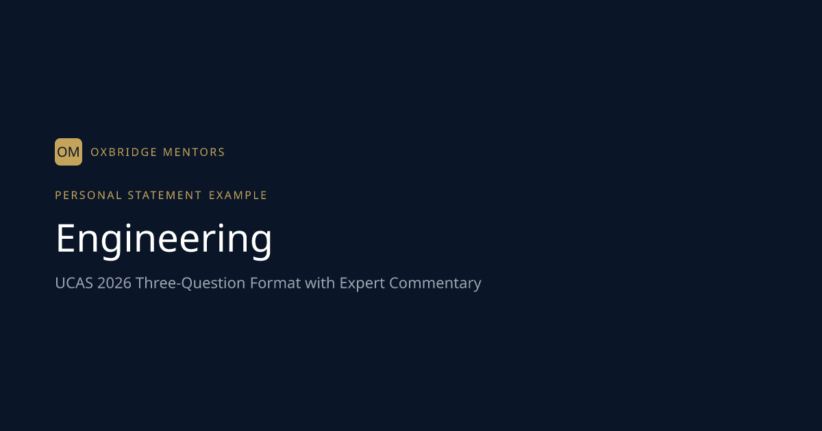 Successful Engineering Personal Statement Example (Oxbridge)