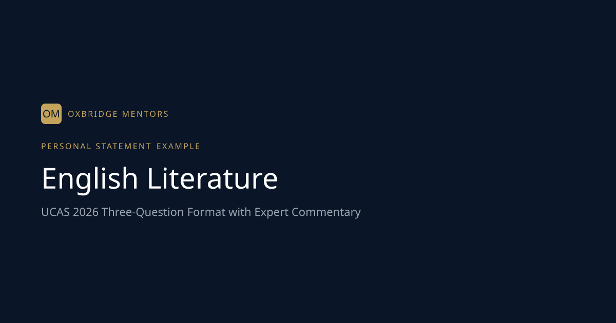 Successful English Literature Personal Statement Example