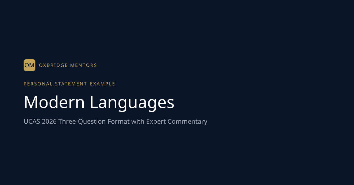 Successful Modern Languages Personal Statement Example